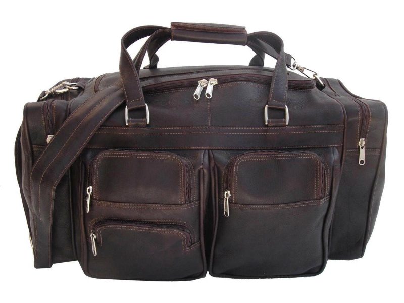 piel leather medium duffel with pockets 3