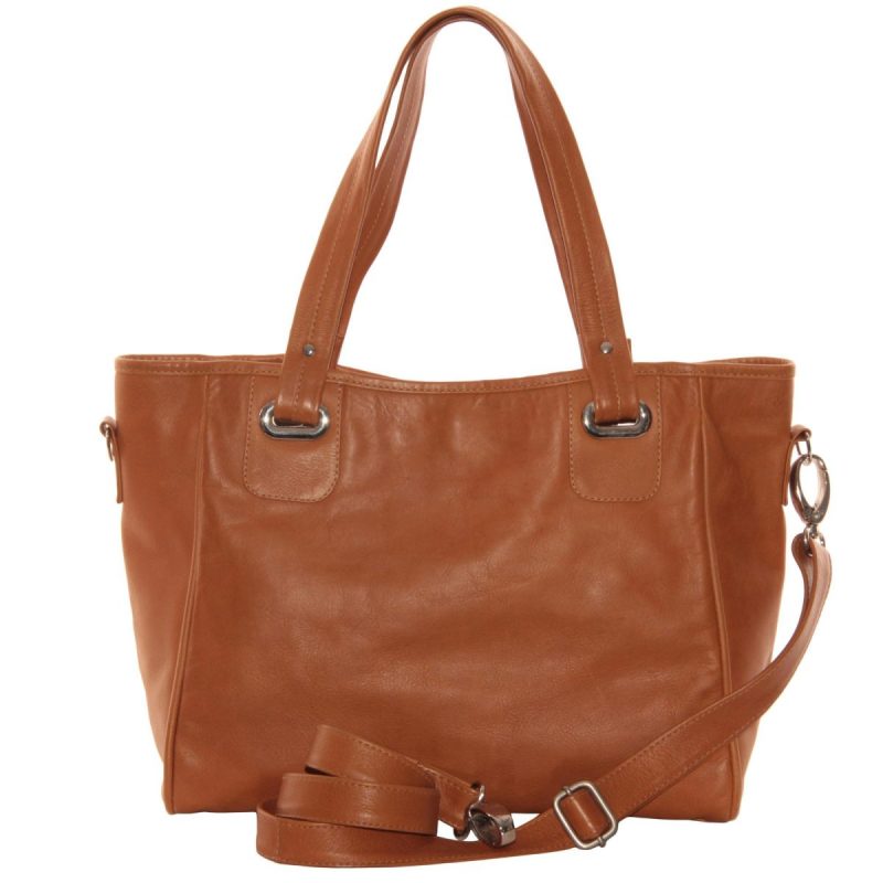 piel leather open tote bag 5