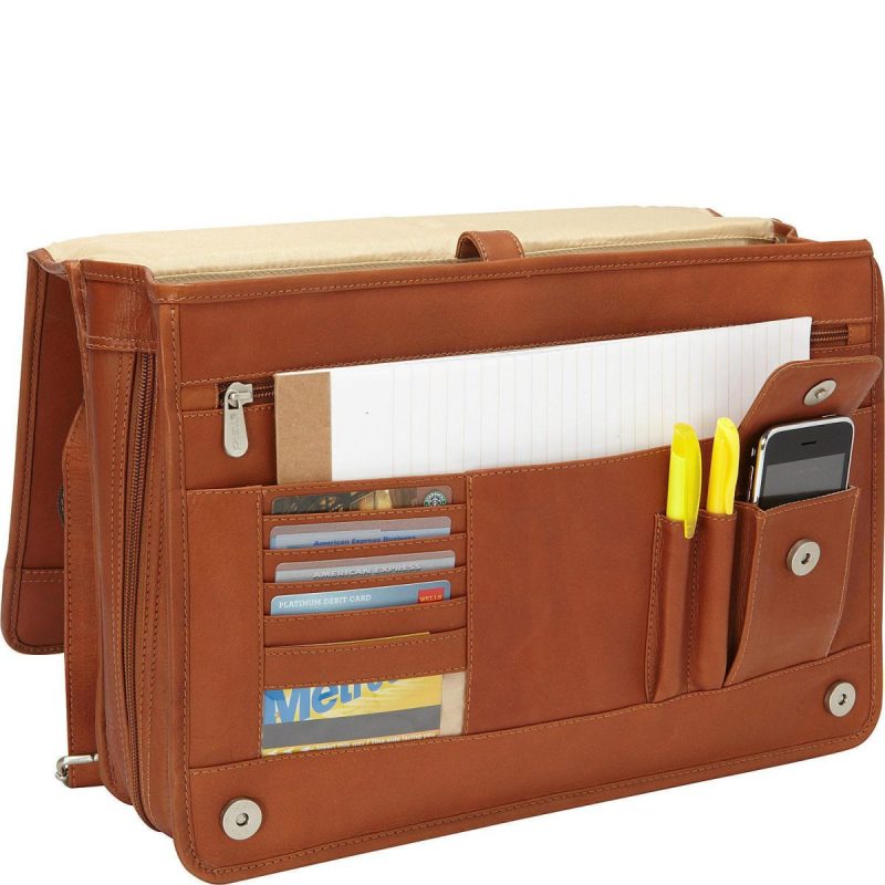 piel leather two section expandable laptop portfolio 4