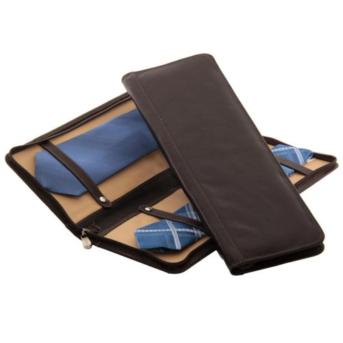 piel leather zippered tie case with snaps 2